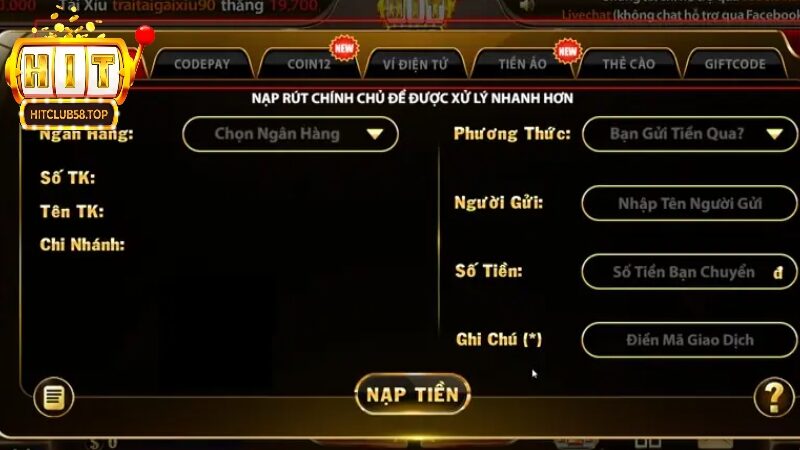 Nạp tiền Hitclub – Tăng Tiền Cược Với Nhiều Khuyến Mãi