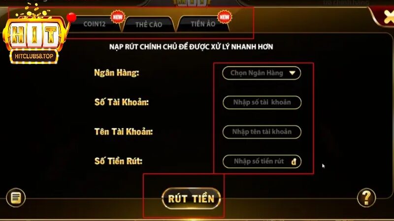 Rút tiền Hitclub – Tiền Về Nhanh Chóng Chỉ Sau Vài Giây